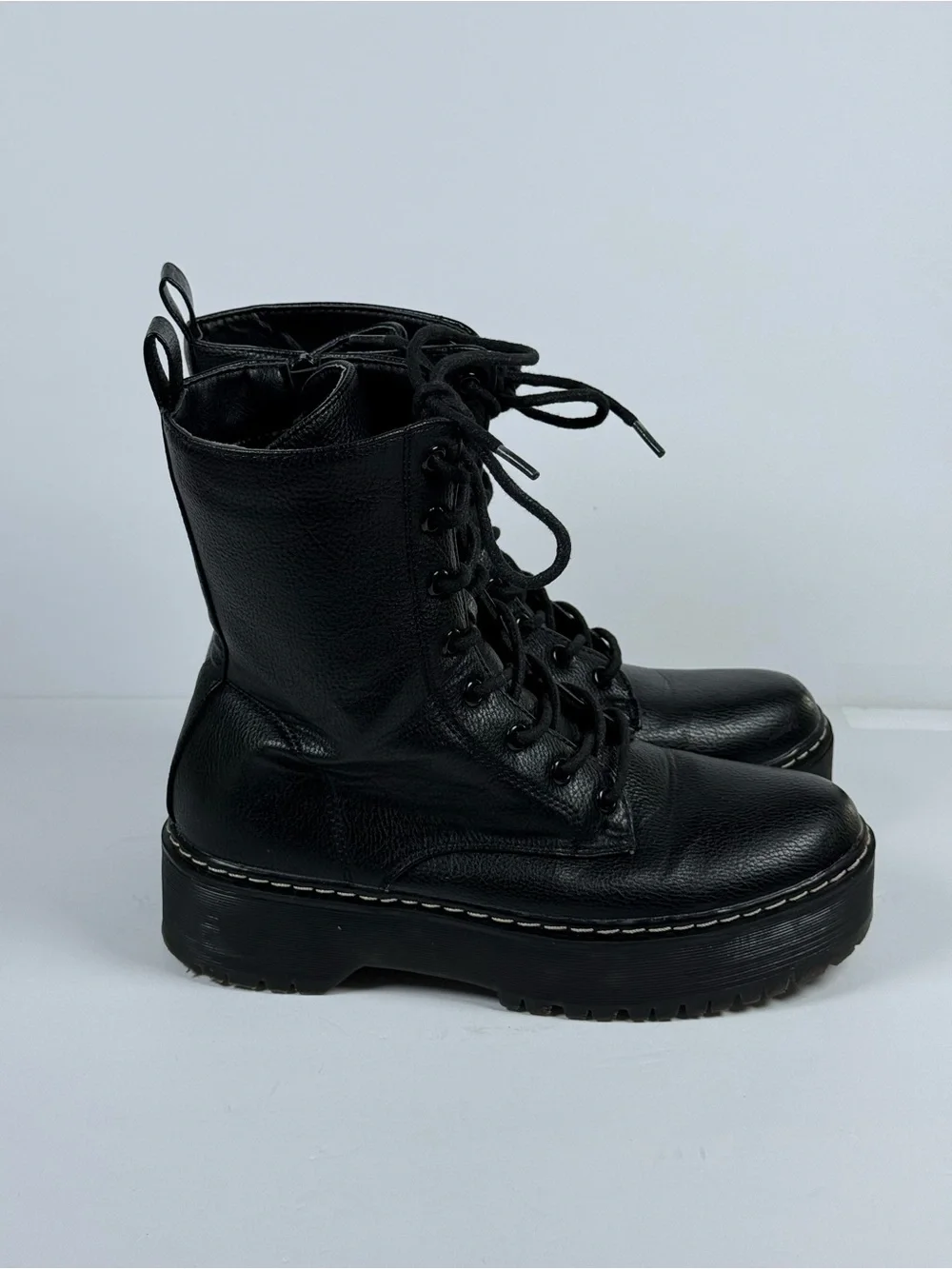 Unionbay Platform Lace Up Combat Boots Black Size 7.5